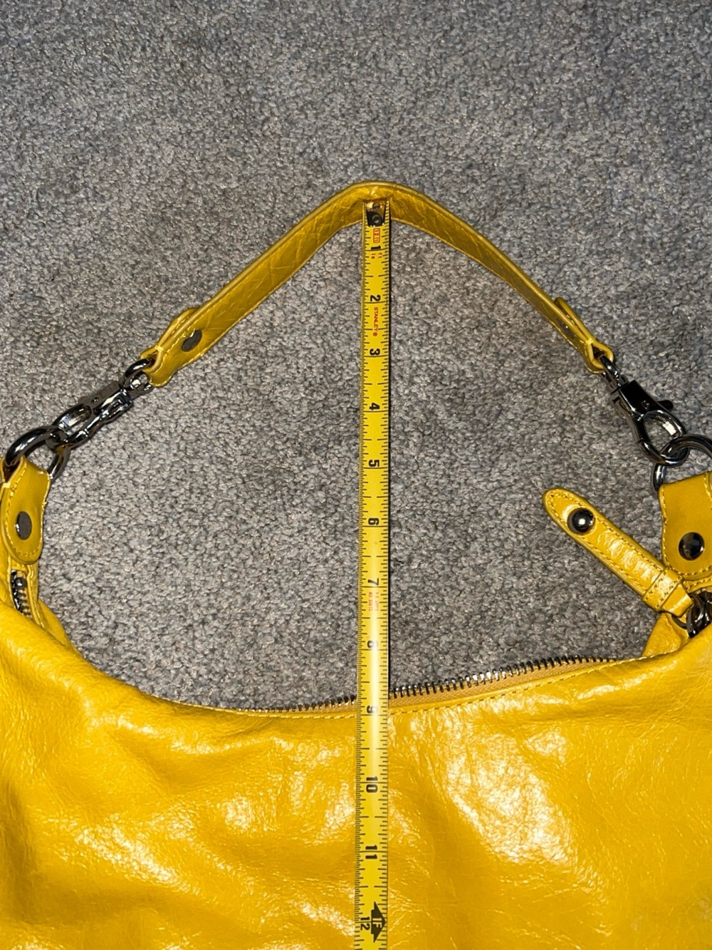 HOBO International Shoulder Bag Citrus Yellow Leather Outside Pocket Zip Closure - Picture 13 of 16